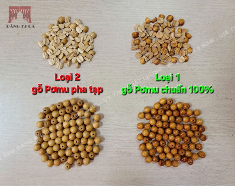 (So sánh 2 loại hạt gỗ Pơmu tạp và loại chuẩn 100%)