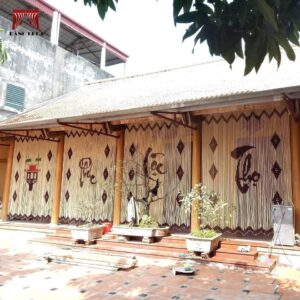 Rèm hạt gỗ Bồ Đề nhà 4 gian – Thiết kế tinh xảo, mộc mạc, phù hợp làm rèm phòng thờ hiện đại, giúp không gian thêm trang nghiêm và tâm linh.