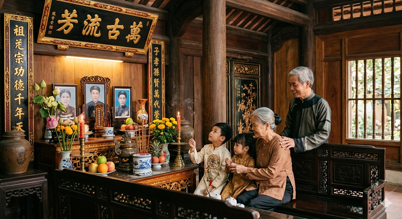 những điều tốt đẹp, công đức, việc thiện và giá trị đạo đức mà ông bà tổ tiên đã tích lũy